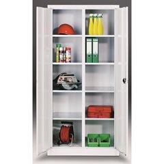Materialschrank aus Stahlblech, 8 Fachböden, HxBxT 1950 x 930 x 500 mm, lichtgrau.