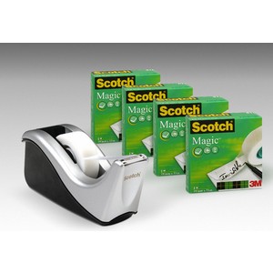Tischabroller C60, si/sw, mit 4 Rollen Scotch® Magic™Tape 810