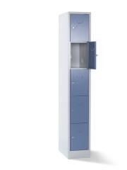 5er-Schließfachschrank Dresden, 1 Abteil, lichtgrau / taubenblau, B 300 mm, mit Bodensockel.