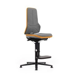 NEON Arbeitsdrehstuhl, Gleiter, Aufstiegshilfe, Synchronmechanik, Supertec, Flexband orange.