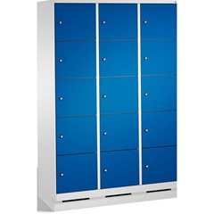 EVOLO Fächerschrank, mit Sockel, 3 Abteile, je 5 Fächer, Abteilbreite 400 mm, li