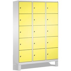EVOLO Fächerschrank, mit Füßen, 3 Abteile, je 5 Fächer, Abteilbreite 400 mm, lic