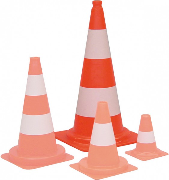 Leitkegel rückstrahlend 75cm rot/weiß aus PVC