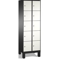 EVOLO Fächerschrank, mit Füßen, 2 Abteile, je 5 Fächer, Abteilbreite 300 mm, sch