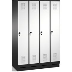 EVOLO Garderobenschrank, mit Sockel, 4 Abteile, Abteilbreite 300 mm, schwarzgrau