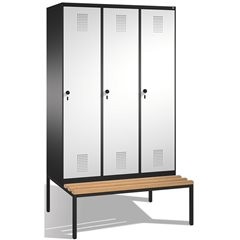 EVOLO Garderobenschrank, mit Sitzbank, 3 Abteile, Abteilbreite 400 mm, schwarzgr