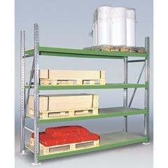 Weitspannregal, mit Spanplattenböden, Tiefe 1100 mm, Traversenlänge 2700 mm, Höh