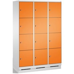 EVOLO Fächerschrank, mit Sockel, 3 Abteile, je 4 Fächer, Abteilbreite 400 mm, li
