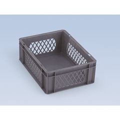 Euro-Format-Stapelbehälter, Wände durchbrochen, Boden geschlossen, LxBxH 300 x 200 x 145 mm, blau, V