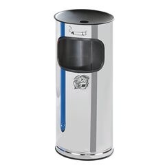 Sicherheits-Kombiascher, Edelstahl, Volumen 17 l, HxØ 610 x 250 mm, Edelstahl.