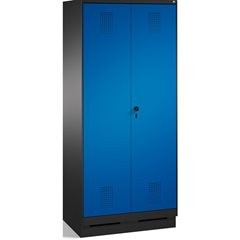 EVOLO Raumpflege-/Geräteschrank, verkürzte Trennwand, 6 Haken, Abteile 2 x 400 m