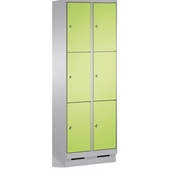 EVOLO Fächerschrank, mit Sockel, 2 Abteile, je 3 Fächer, Abteilbreite 300 mm, we