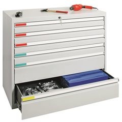 Schubladenschrank, Breite 1000 mm, 6 Schubladen, lichtgrau.