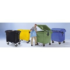 Müllcontainer aus Kunststoff, DIN EN 840, Volumen 660 l, BxHxT 1360 x 1235 x 765 mm, gelb.