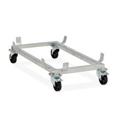 Fahrgestell für GfK-Rechteckbehälter, Polypropylen-Rollen, schwarz, für LxB 1218 x 620 mm, Rad-Ø 100