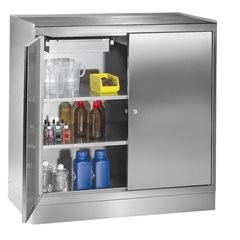 Werkzeugschrank aus Edelstahl, mit 2 Fachböden und 2 Schubladen, Höhe 70 mm, HxB