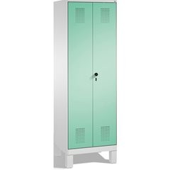 EVOLO Raumpflege-/Geräteschrank, verkürzte Trennwand, 6 Haken, Abteile 2 x 300 m