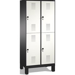 EVOLO Garderobenschrank, doppelstöckig, mit Füßen, 2 Abteile, je 2 Fächer, Abtei