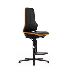 NEON Arbeitsdrehstuhl ESD, Gleiter, Aufstiegshilfe, Synchronmechanik, Kunstleder, Flexband orange.