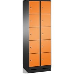 EVOLO Fächerschrank, mit Sockel, 2 Abteile, je 5 Fächer, Abteilbreite 300 mm, sc