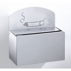 Wandascher mit Hinweisschild, HxBxT 87 x 140 x 98 mm, Stahlblech, silber.