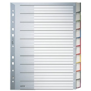 Register, PP, 0,12mm, blanko, A4, vo.Höhe, ü, 10Bl., grau