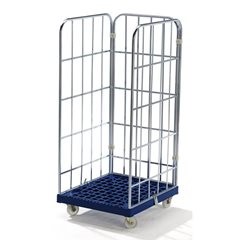 Rollbehälter mit Kunststoff-Rollplatte, 3-seitig, BxT 682 x 815 mm, Nutzhöhe 1460 mm.