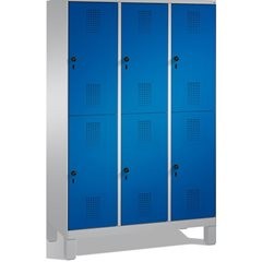 EVOLO Garderobenschrank, doppelstöckig, mit Füßen, 3 Abteile, je 2 Fächer, Abtei