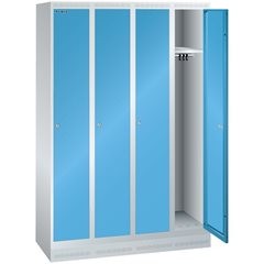 Garderobenschrank, Höhe 1800 mm, BxT 1200 x 500 mm, 4 Abteile, Vollblechtüren ge