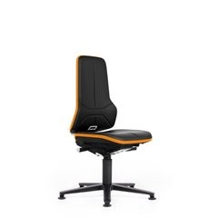 NEON Arbeitsdrehstuhl ESD, Gleiter, Permanentkontakt, Kunstleder, Flexband orange.