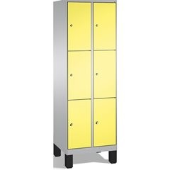 EVOLO Fächerschrank, mit Füßen, 2 Abteile, je 3 Fächer, Abteilbreite 300 mm, wei
