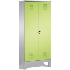 EVOLO Raumpflege-/Geräteschrank, verkürzte Trennwand, 6 Haken, Abteile 2 x 400 m