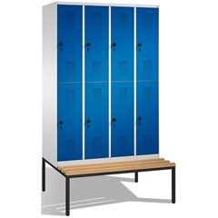 EVOLO Garderobenschrank, doppelstöckig, mit Sitzbank, 4 Abteile, je 2 Fächer, Ab