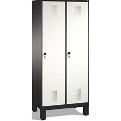 EVOLO Garderobenschrank, mit Füßen, 2 Abteile, Abteilbreite 400 mm, schwarzgrau