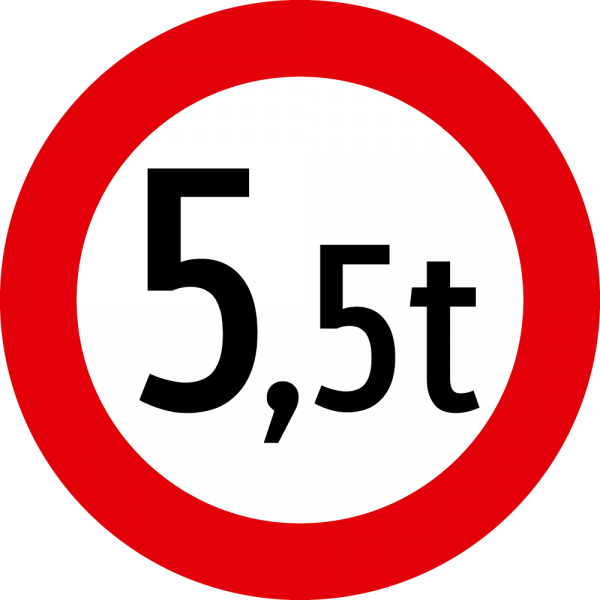 §52/9c Fahrverbot für Fahrzeuge mit über ....t Gesamtgewicht flach Scotchlite Typ1 | Flach