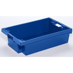 Drehstapelbehälter aus HDPE, Volumen 25 l, Wände und Boden durchbrochen, grau.