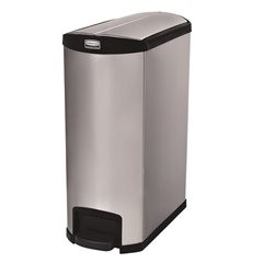 Edelstahl-Tretabfallsammler SLIM JIM®, Volumen 90 l, Pedal seitlich, BxHxT 323 x
