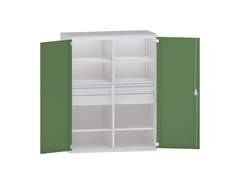Schwerlastschrank JUMBO aus Stahlblech, 6 Fachböden, Schubladen 2 x 60 mm, 2 x 120 mm, 2 x 180 mm ho
