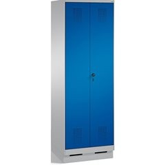 EVOLO Raumpflege-/Geräteschrank, verkürzte Trennwand, 6 Haken, Abteile 2 x 300 m