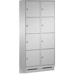 EVOLO Fächerschrank, mit Sockel, 2 Abteile, je 4 Fächer, Abteilbreite 400 mm, we