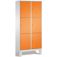 EVOLO Fächerschrank, mit Füßen, 2 Abteile, je 3 Fächer, Abteilbreite 400 mm, lic