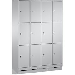 EVOLO Fächerschrank, mit Sockel, 4 Abteile, je 3 Fächer, Abteilbreite 300 mm, we