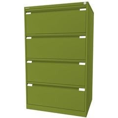 Hängeregistraturschrank, 2-bahnig, 4 Schübe, DIN A4, grün.