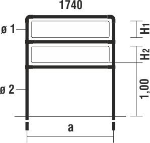 Rohrrahmen Type HC-4 für Tafelformat 1740x330mm 2x
