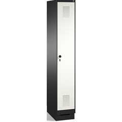 EVOLO Garderobenschrank, mit Sockel, 1 Abteil, Abteilbreite 300 mm, schwarzgrau