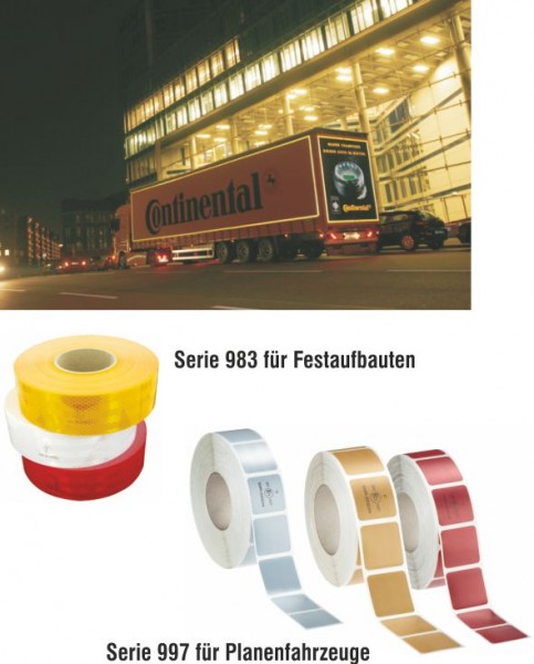 Reflektierende Fahrzeugmarkierung Serie 983-71 Format 55mm/50lfm. Farbe gelb