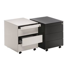Schubladencontainer mit Rollen, HxT 570 x 600 mm, Stahlplatte, 3 Schubladen, reinweiß / anthrazitgra