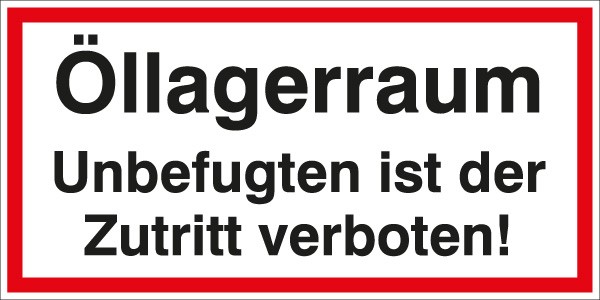 Hinweis-Aufkleber Öllagerraum 400x200mm