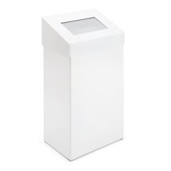 Abfallsammler mit Pushdeckel, Volumen 50 l, BxHxT 380 x 680 x 250 mm, Aluminium, weiß.