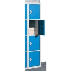 4er-Schließfachschrank Venlo, 1 Abteil, lichtgrau / lichtblau, Breite 450 mm, Grundelement, Drehrieg